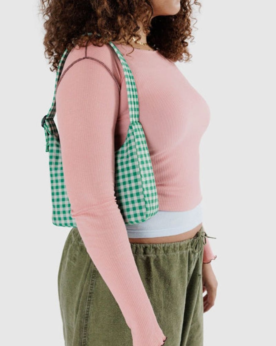 Accessories & Clothing Baggu | Baggu - Mini Nylon Shoulder Bag - Green Gingham