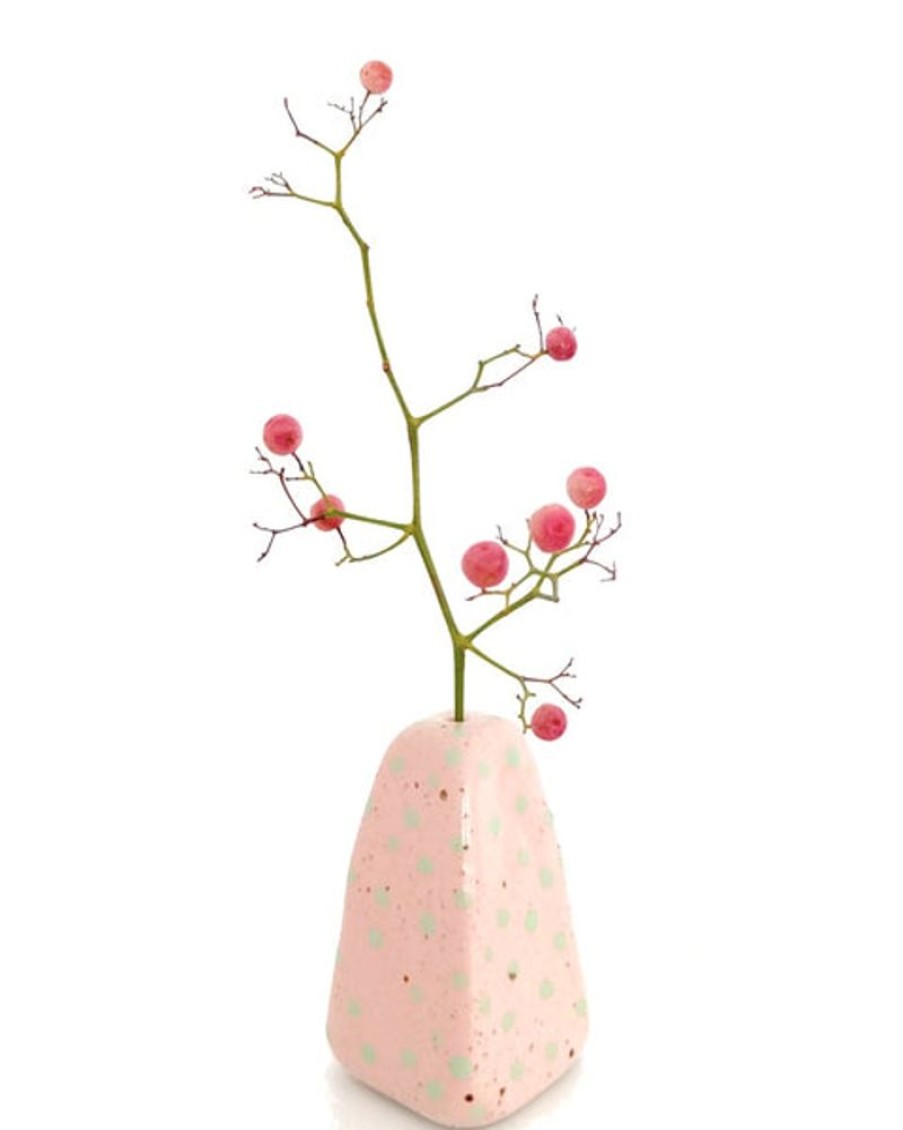 Home Decor Julie B | Julie B Ceramics - Incense/Stem Holder- Pyramid - Spotty Pink Mint